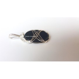 Black Agate Wire Wrapped Design Cabacone Stone Pendants