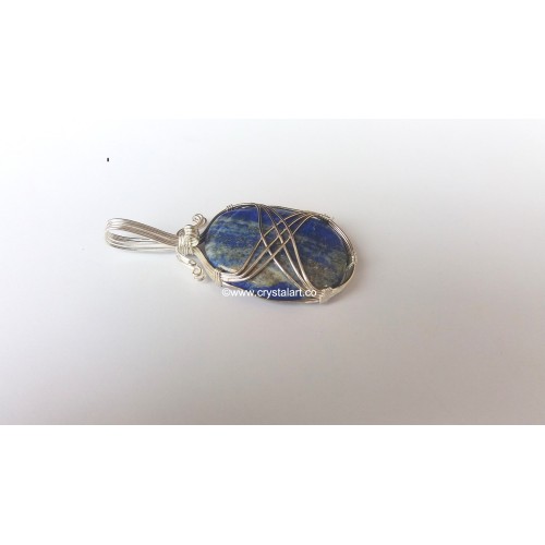 Lapis Lazuli Wire Wrapped Design Cabacone Stone Pendants