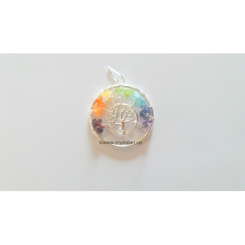 7 Chakra Tree of Life Pendant With Round Tree of Life Charm