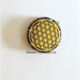 Black Tourmaline Flower of Life With Spiral Round Orgone Pendant