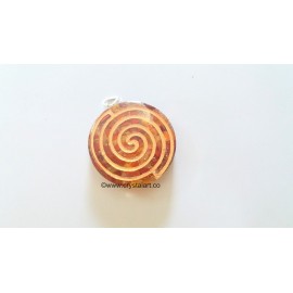 Yellow & Orange Aventurine Spiral Round Orgone Pendant