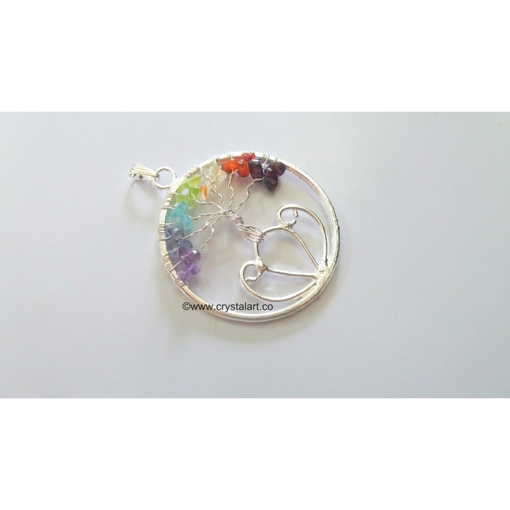 7 Chakra Tree of Life Pendant With Lotus Symbol