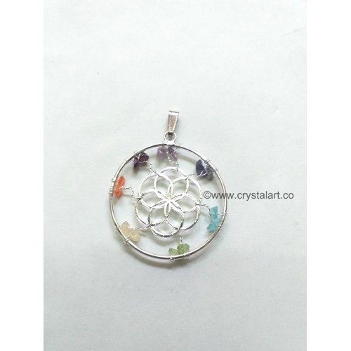 7 Chakra Chips Borromean Rings Charm Pendant