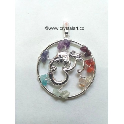 7 Chakra Chips Unique OM Symbol Pendant