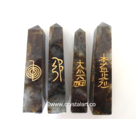 Labradorite Reiki Symbol Engraved Tower Points