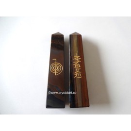 Tiger Eye Reiki Symbol Engraved Tower Points