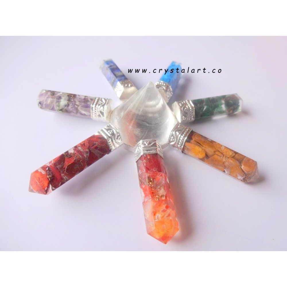 Crystal Quartz Cone With 7 Chakra 7 Point Orgone Energy Generator Tools