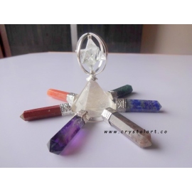 Crystal Quartz Spinning Merkaba With Chakra 7 Point Energy Generator Tools