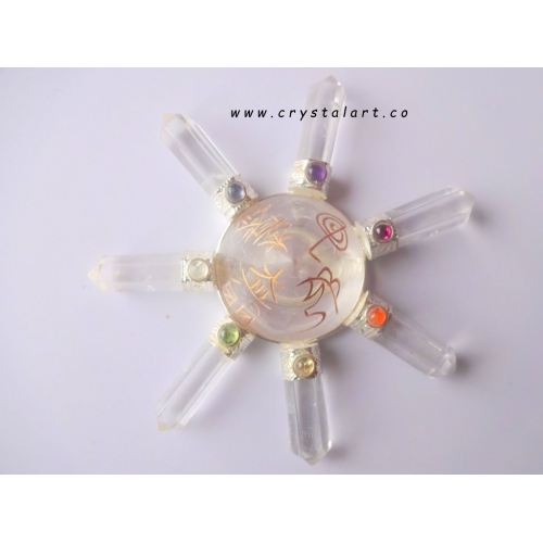 Crystal Reiki Engraved Cone With 7 Chakra Nang 7 Point Energy Generator Tools