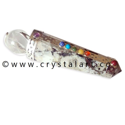 Rainbow Moonstone Chakra Stone Crescent Moon Shape Crystal Globe Healing Stick