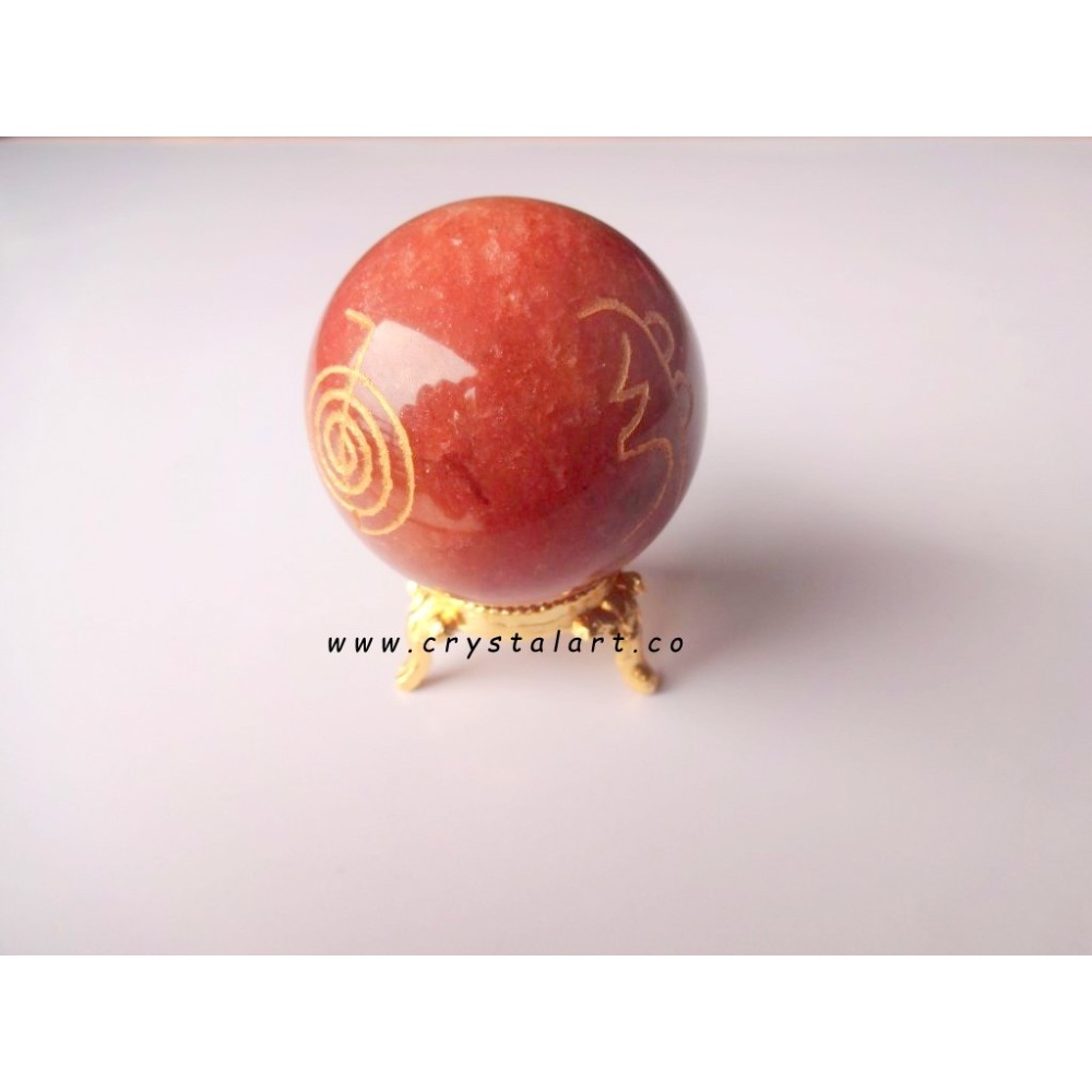 Red Aventurine Reiki Engraved Spheres