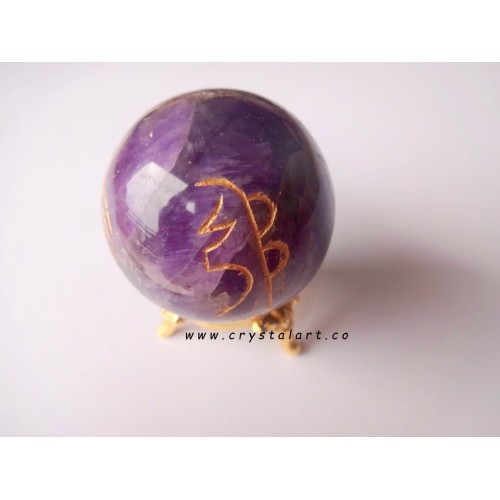 Amethyst Agate Reiki Engraved Spheres