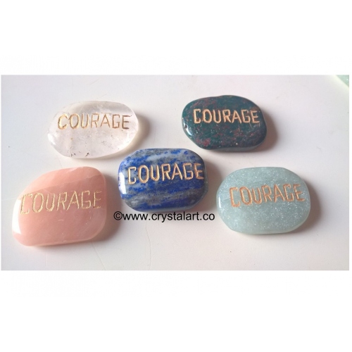 Mix stone Uneven Shape Palm Stones With Courage Engraved