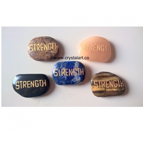 Mix stone Uneven Shape Palm Stones With Strength Engraved