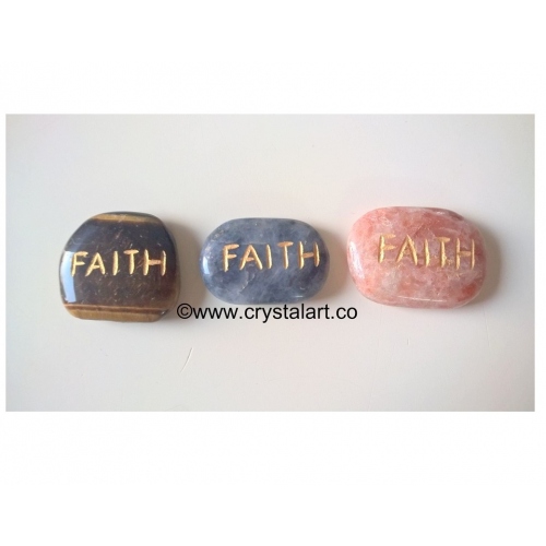 Mix stone Uneven Shape Palm Stones With Faith Engraved 