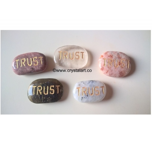 Mix stone Uneven Shape Palm Stones With Trust Engraved 