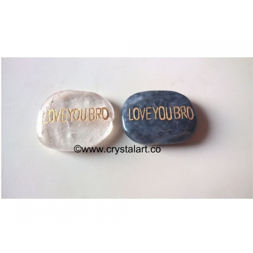 Mix stone Uneven Shape Palm Stones With Love You Bro Engraved