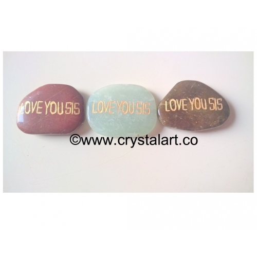 Mix stone Uneven Shape Palm Stones With Love You Sis Engraved