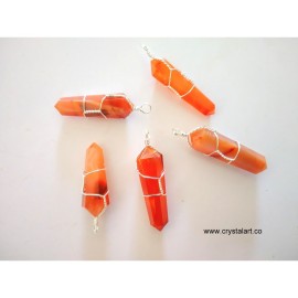 Red carnelian wire wrapped net pendants