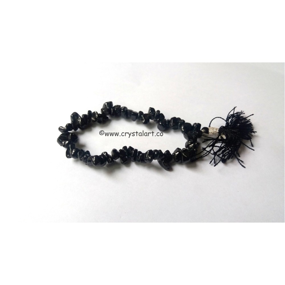 Black tourmaline with tassel chips bracelets