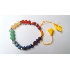 Chakra three piece yellow tassel slider cord bracelets