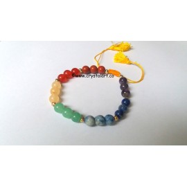 Chakra three piece yellow tassel slider cord bracelets