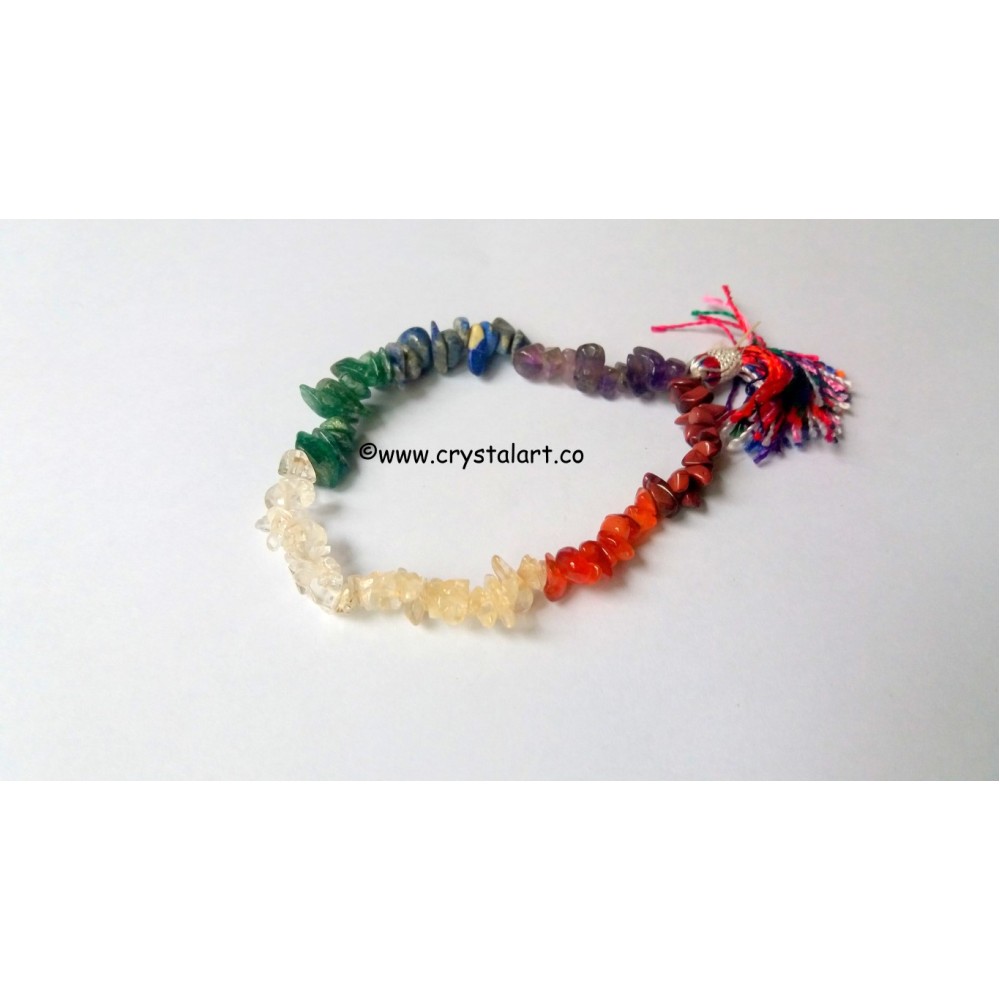 Chakra layer with tassel chips bracelets