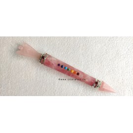 Rose Quartz Chakra Stones Angel with Six Faceted Point Healing Stick