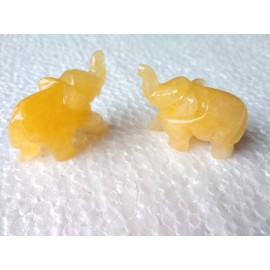 Citrine Quartz Stone 1.5 - 2 Inch Trunk Up Elephant