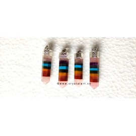 Chakra Bonded with Rose Quartz Point Cap Pencil Pendants