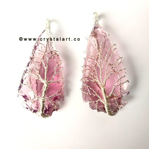 Amethyst Silver Wire Wrapped Arrowhead Stone Pendants