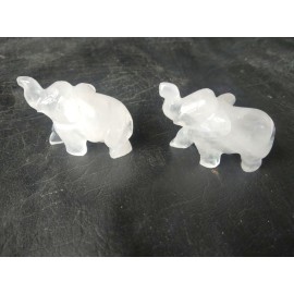 Clear Crystal Quartz Stone 1.5 - 2 Inch Trunk Up Elephant