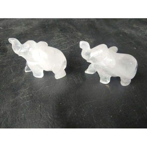 Clear Crystal Quartz Stone 1.5 - 2 Inch Trunk Up Elephant