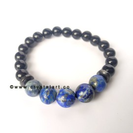 Blood Circulation Magnets 10 × 8 Lapis Lazule, Black Obsidian Plane Beads Bracelets Unisex