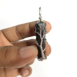 Black Tourmaline Double Terminated Points Fully Wrapped Pendants