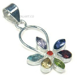 Chakra Faceted Gemstone Silver 925 Pendant