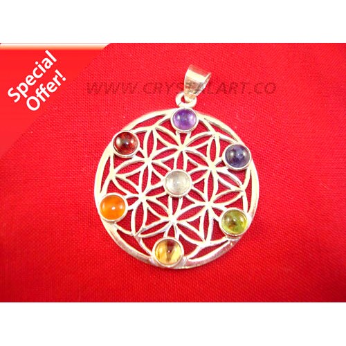 Chakra Flower of Life 925 Silver Pendant