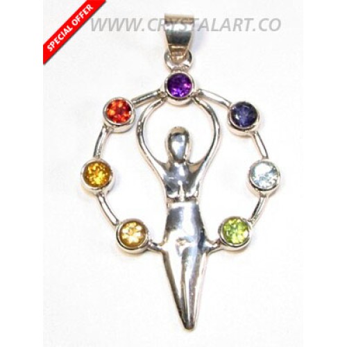 Chakra Angel 925 Silver Gemstone Pendants