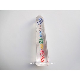 Clear Quartz Chakra Sanskrit Symbol Engraved Slop Tower Points