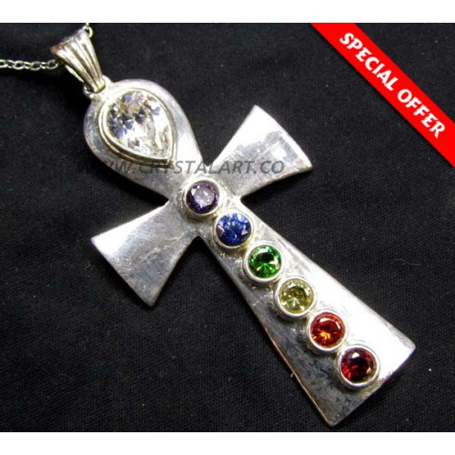 Cross Chakra Metal Pendant