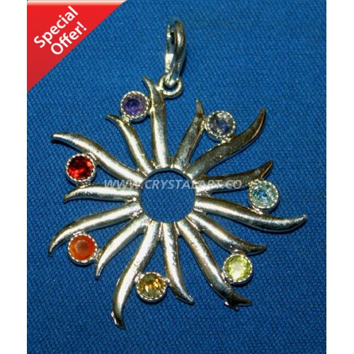 Chakra Sun Rays Metal Pendant