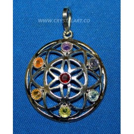 Chakra Domed Metal Pendant