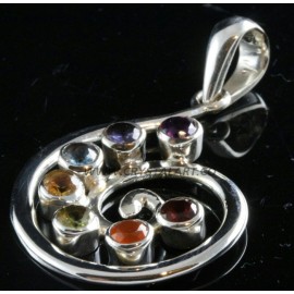 Chakra Spiral Metal Pendant