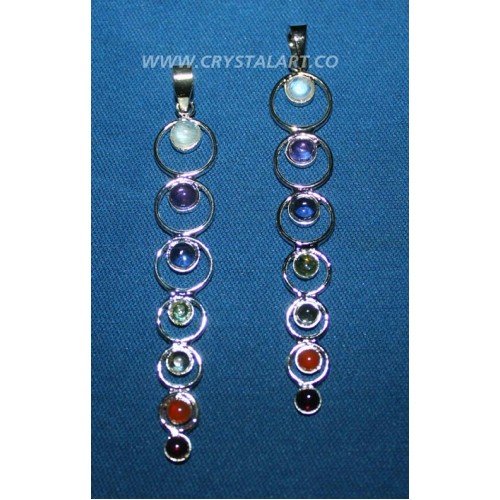 Long Circles Chakra Metal Pendant