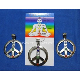 Chakra Peace Sign Metal Pendant