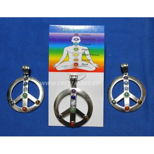 Chakra Peace Sign Metal Pendant