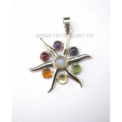 Flower of life Chakra Metal Pendant