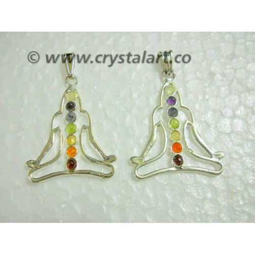 Chakra Kwan Yin Plated Metal Pendant