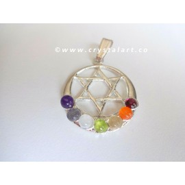 Chakra Star of David Metal Pendant