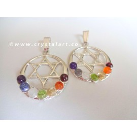 Chakra Star of David Metal Pendant